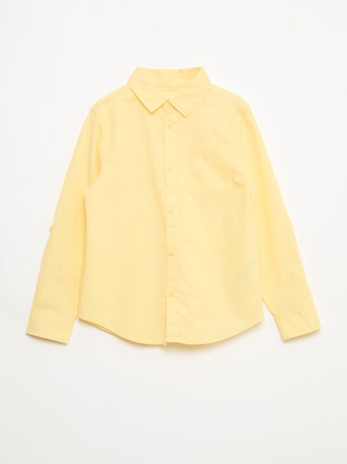 Camisa com bolso e mangas arregaçáveis - Kiabi