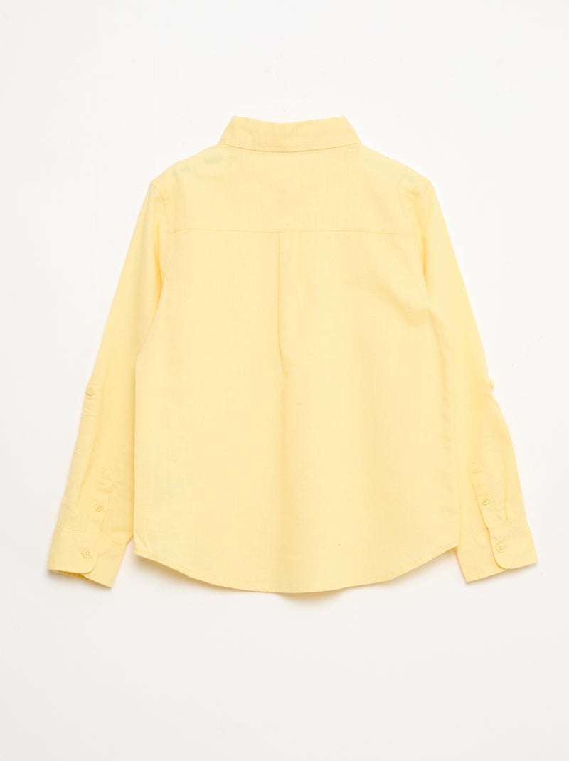 Camisa com bolso e mangas arregaçáveis Amarelo - Kiabi