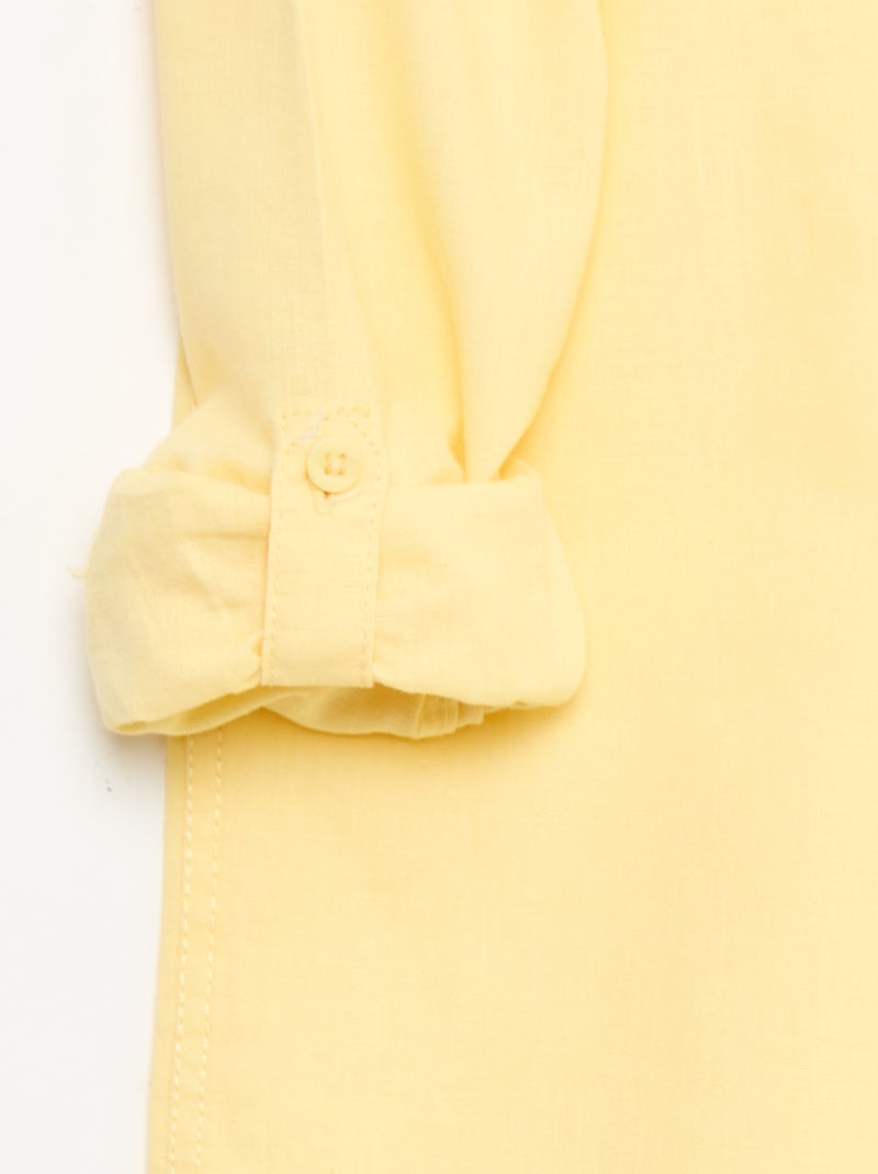 Camisa com bolso e mangas arregaçáveis Amarelo - Kiabi