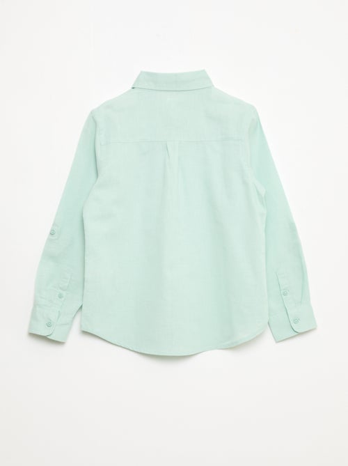 Camisa com bolso e mangas arregaçáveis - Kiabi