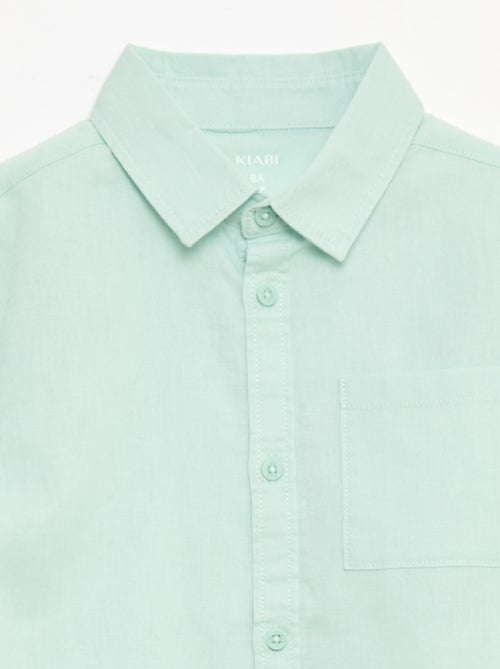 Camisa com bolso e mangas arregaçáveis - Kiabi