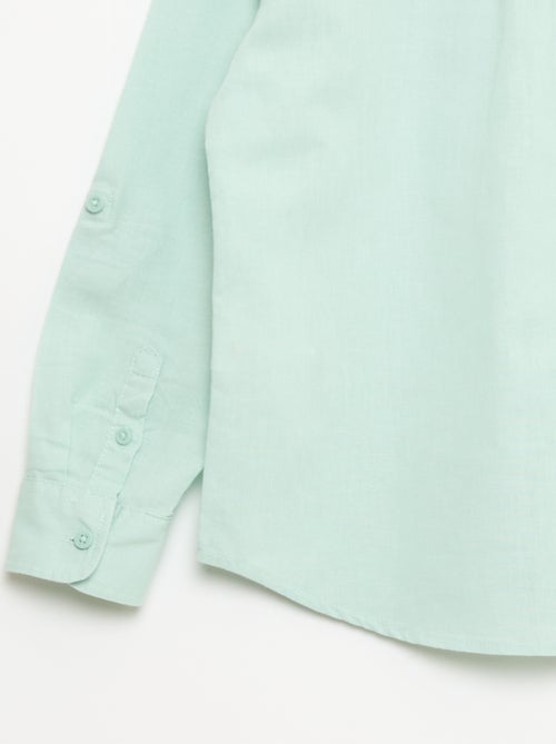 Camisa com bolso e mangas arregaçáveis - Kiabi