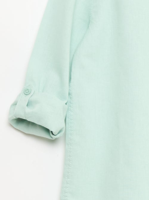 Camisa com bolso e mangas arregaçáveis - Kiabi