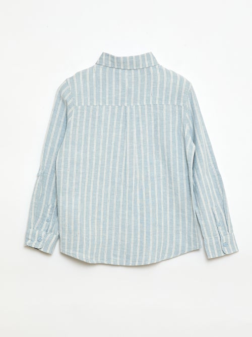 Camisa com bolso e mangas arregaçáveis - Kiabi