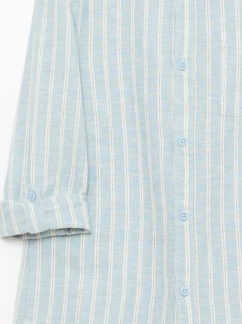 Camisa com bolso e mangas arregaçáveis - Kiabi