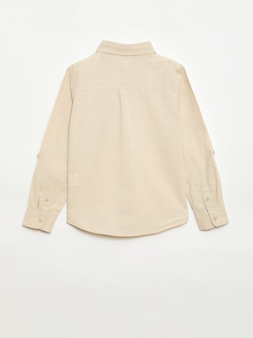 Camisa com bolso e mangas arregaçáveis - Kiabi