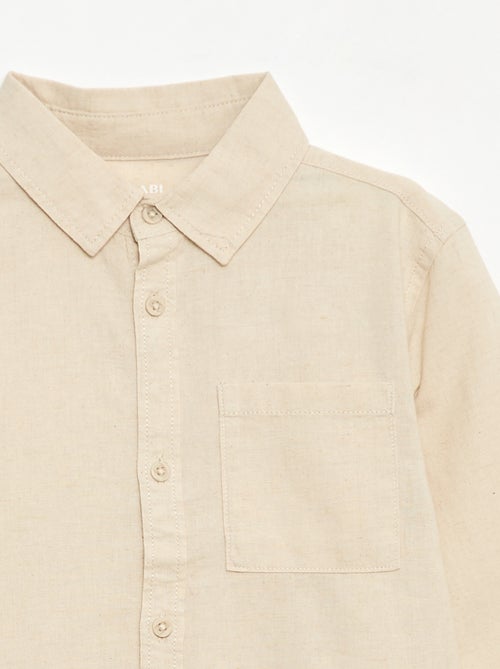 Camisa com bolso e mangas arregaçáveis - Kiabi