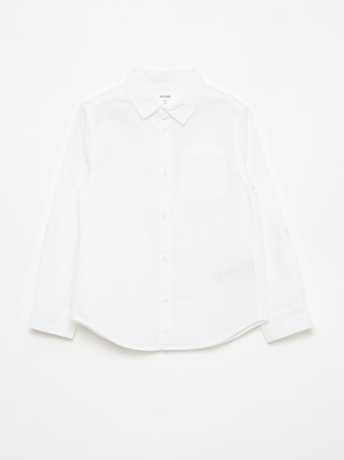 Camisa com bolso e mangas arregaçáveis - Kiabi