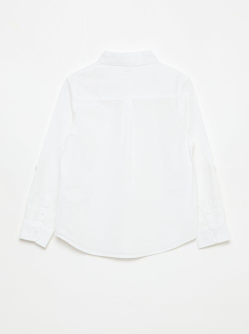 Camisa com bolso e mangas arregaçáveis - Kiabi