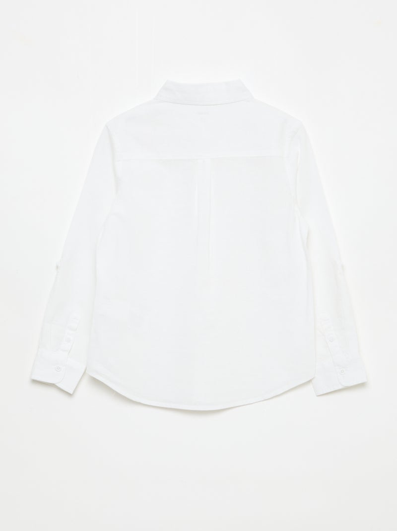 Camisa com bolso e mangas arregaçáveis Branco - Kiabi