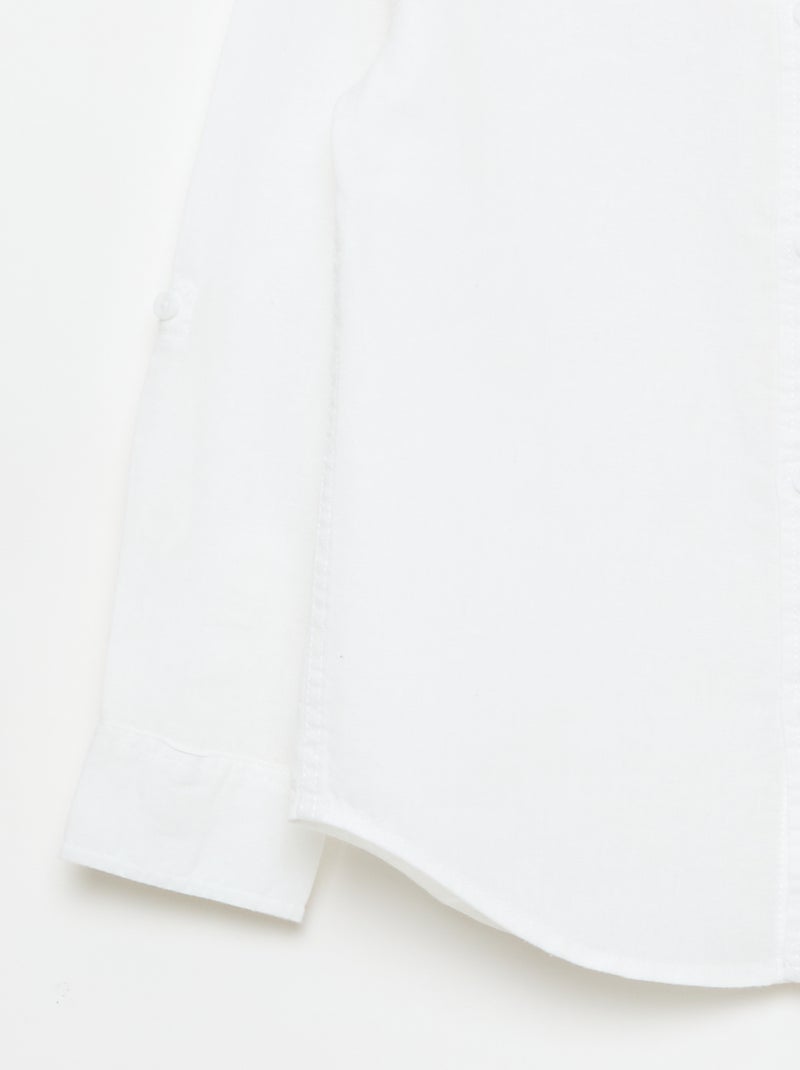 Camisa com bolso e mangas arregaçáveis Branco - Kiabi