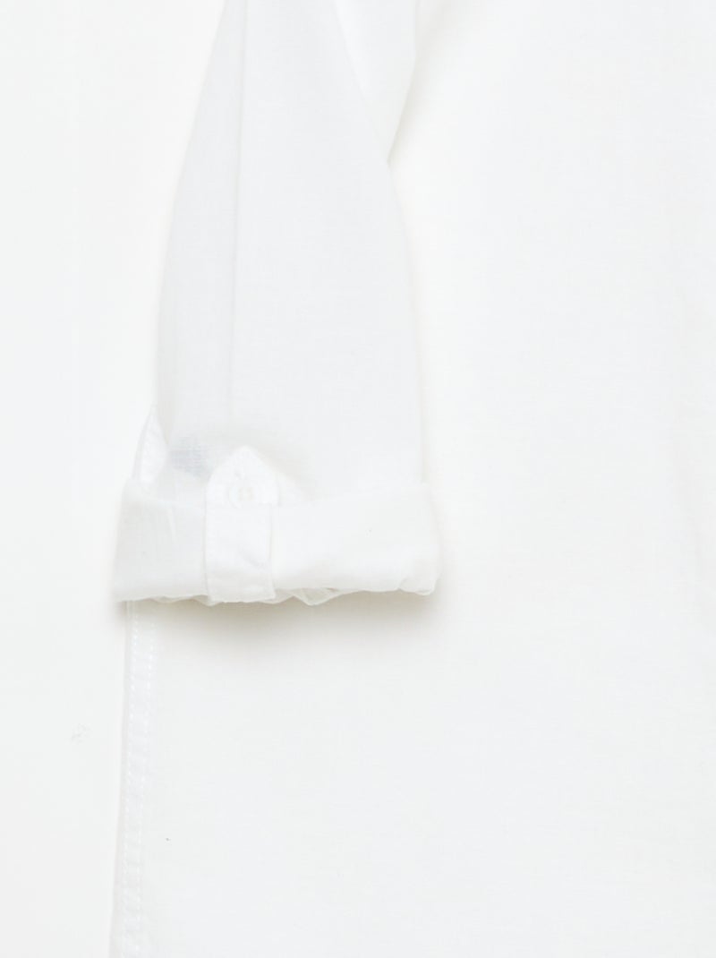 Camisa com bolso e mangas arregaçáveis Branco - Kiabi