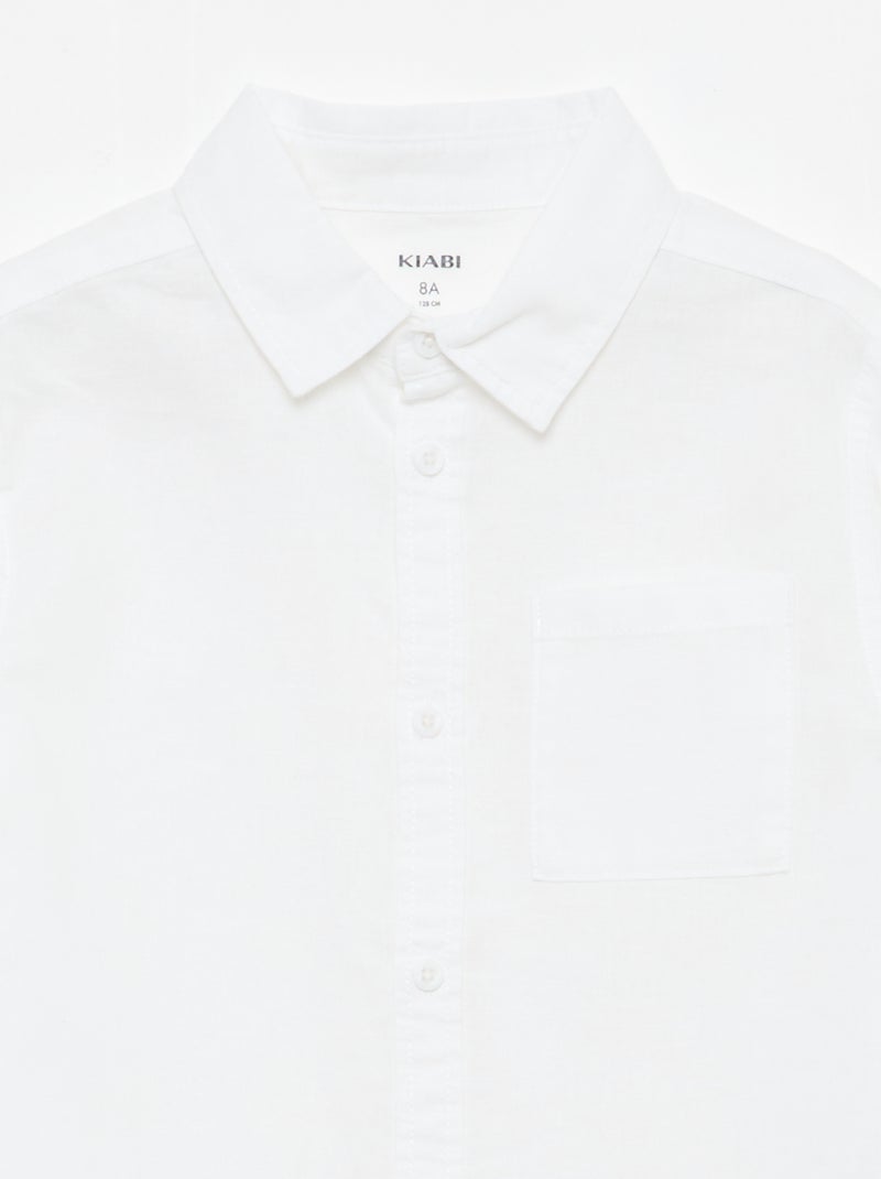 Camisa com bolso e mangas arregaçáveis Branco - Kiabi
