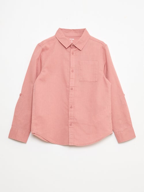 Camisa com bolso e mangas arregaçáveis - Kiabi