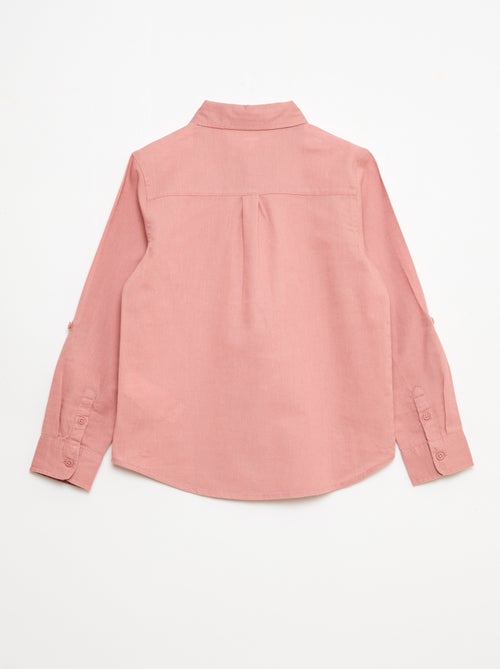 Camisa com bolso e mangas arregaçáveis - Kiabi