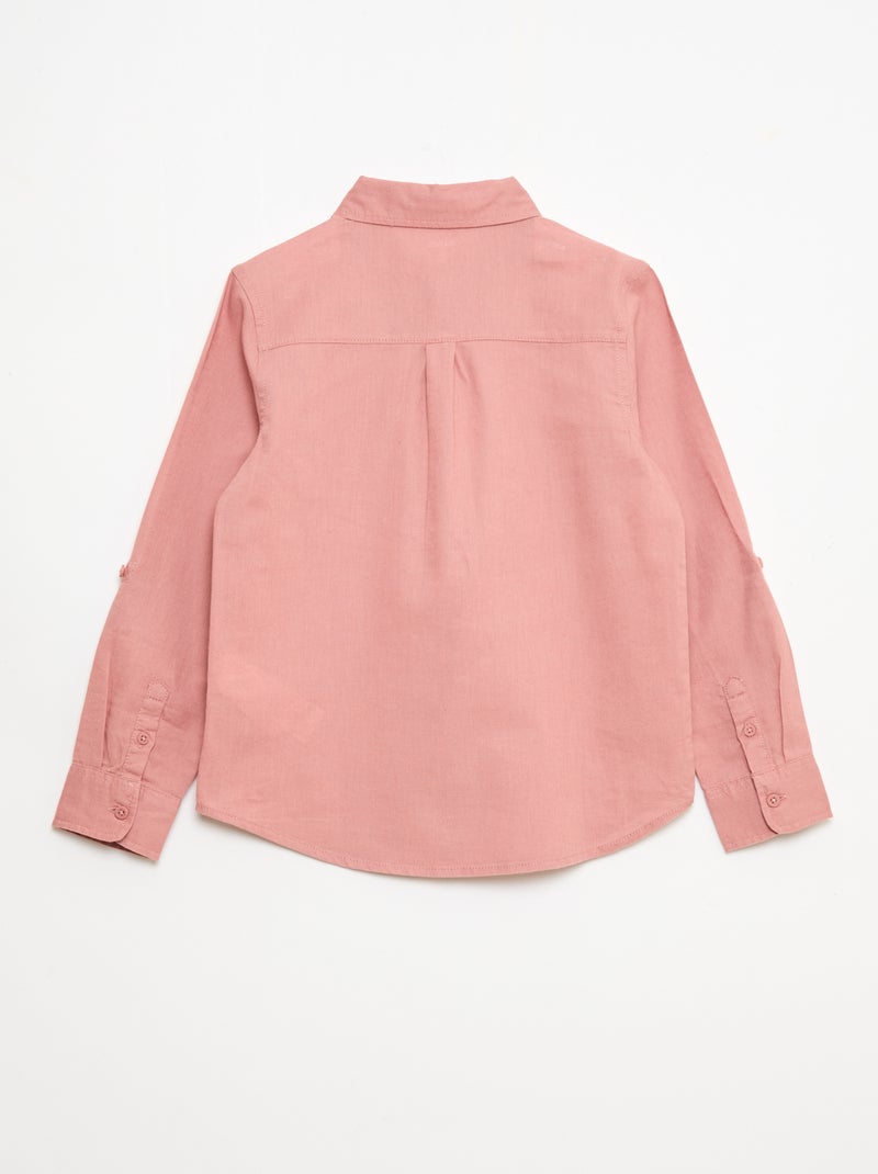 Camisa com bolso e mangas arregaçáveis Rosa - Kiabi