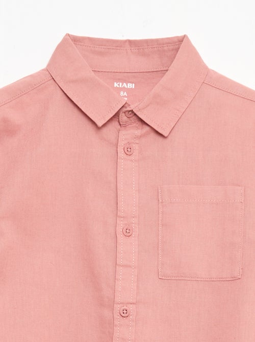 Camisa com bolso e mangas arregaçáveis - Kiabi