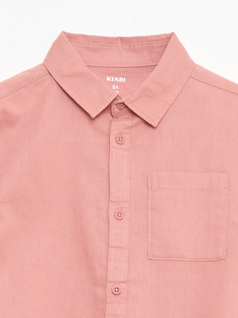 Camisa com bolso e mangas arregaçáveis Rosa - Kiabi