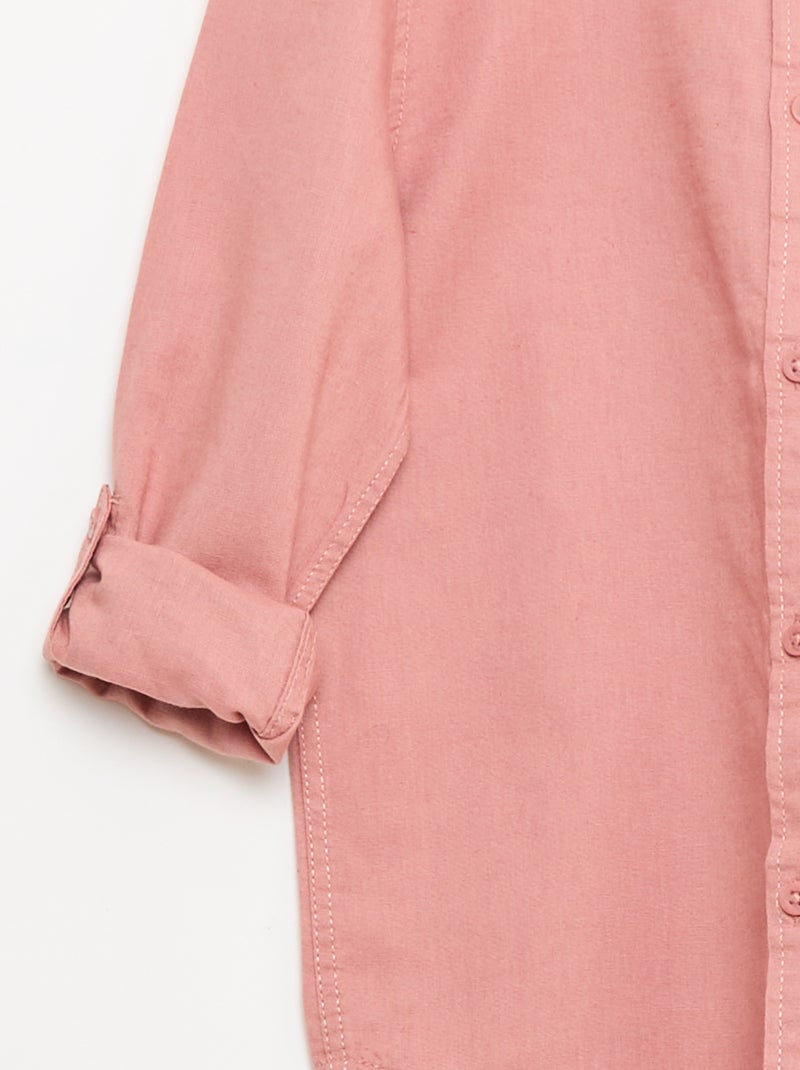 Camisa com bolso e mangas arregaçáveis Rosa - Kiabi