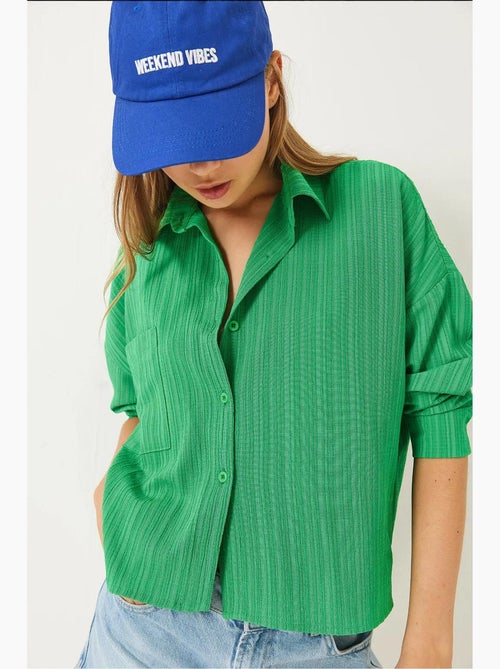 Camisa com bolso único e manga comprida relaxada lucci - Kiabi