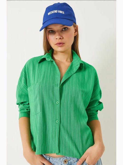 Camisa com bolso único e manga comprida relaxada lucci - Kiabi