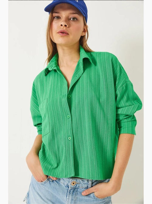 Camisa com bolso único e manga comprida relaxada lucci - Kiabi