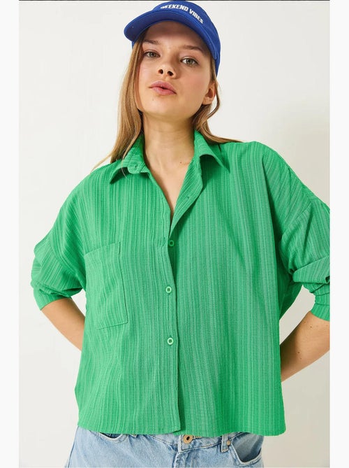 Camisa com bolso único e manga comprida relaxada lucci - Kiabi