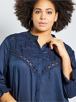 Camisa com bordado inglês - Kiabi