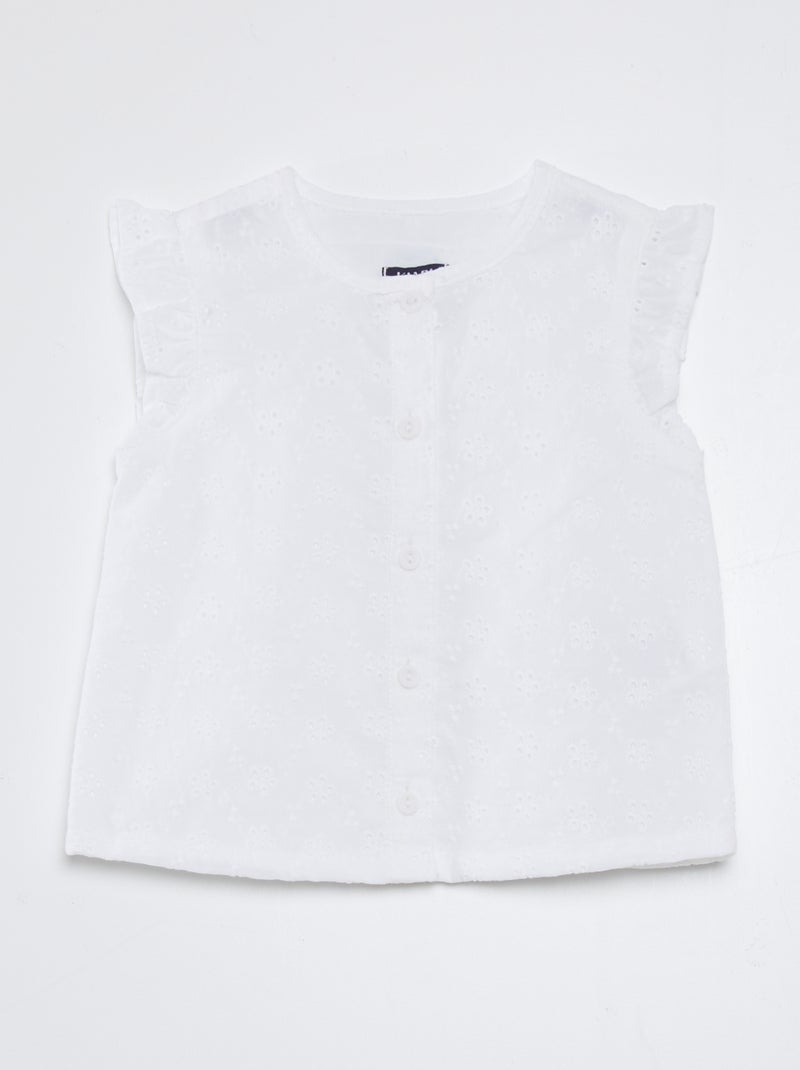 Camisa com bordado inglês Branco - Kiabi