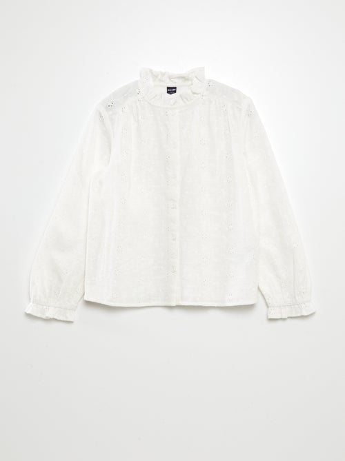 Camisa com bordado inglês - Kiabi