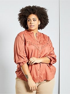 Camisa com bordado inglês - Kiabi