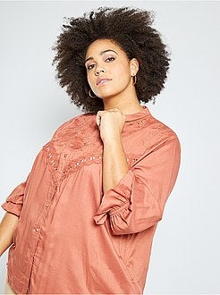 Camisa com bordado inglês - Kiabi