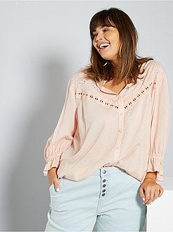 Camisa com bordado inglês - Kiabi