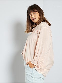 Camisa com bordado inglês - Kiabi