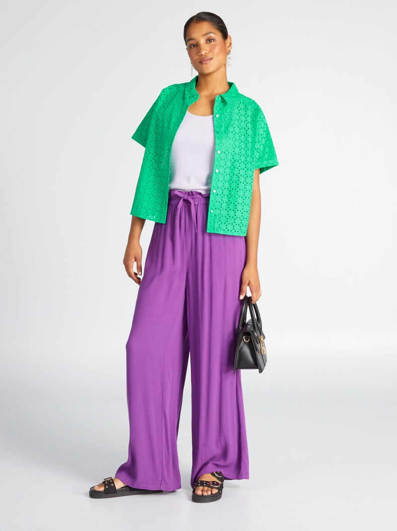 Camisa com bordado Verde - Kiabi