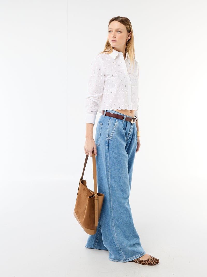 Camisa com bordados all over Branco - Kiabi