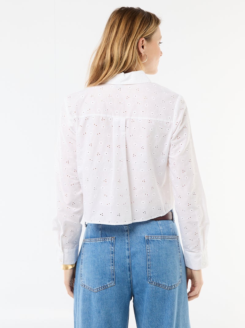 Camisa com bordados all over Branco - Kiabi
