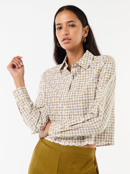 Camisa com bordados all over - Kiabi
