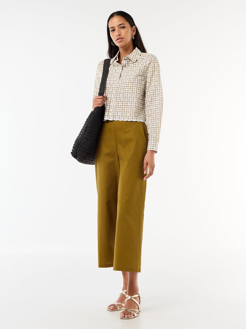 Camisa com bordados all over Verde - Kiabi
