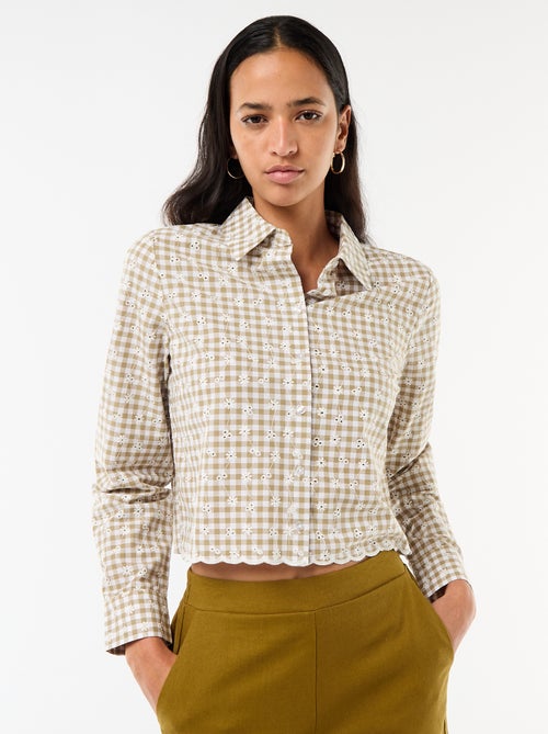 Camisa com bordados all over - Kiabi