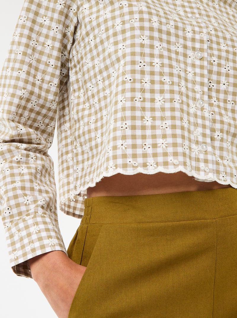 Camisa com bordados all over Verde - Kiabi