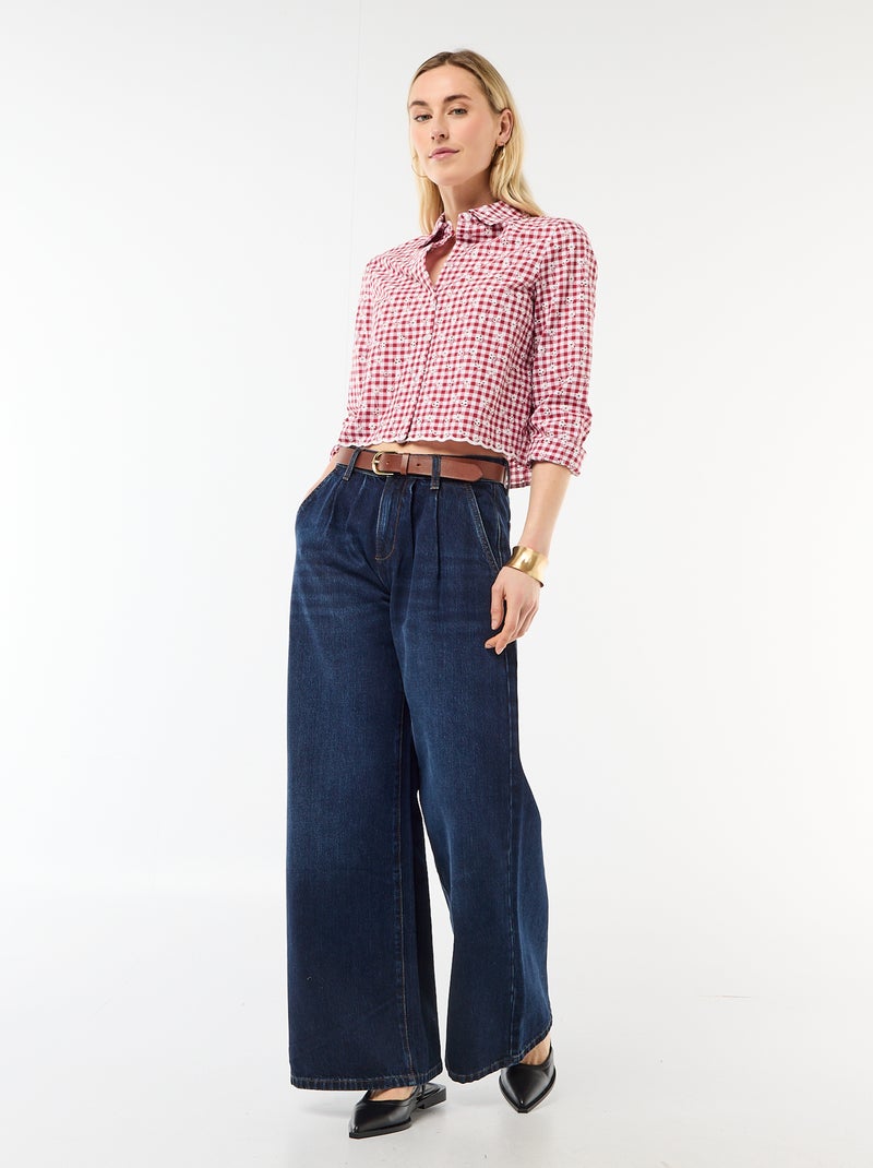 Camisa com bordados all over Vermelho - Kiabi