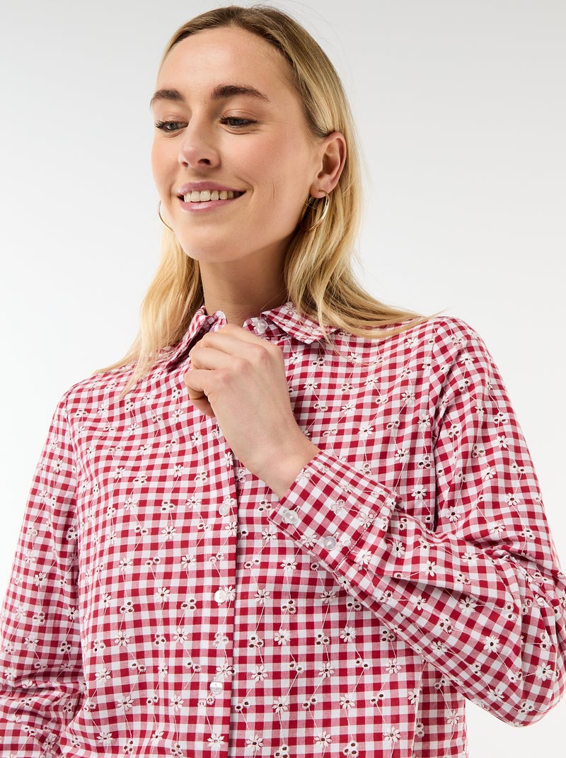 Camisa com bordados all over Vermelho - Kiabi