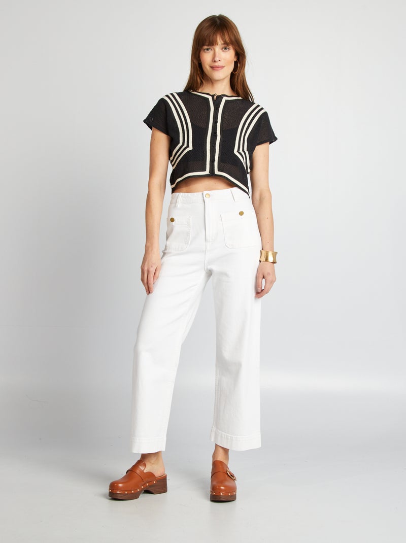 Camisa com botões em macramé PRETO - Kiabi