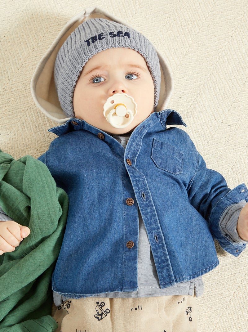 Camisa com capuz AZUL - Kiabi