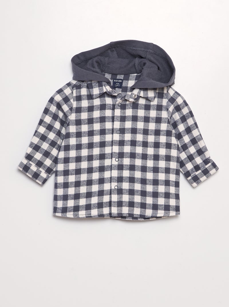 Camisa com capuz de flanela CINZA - Kiabi
