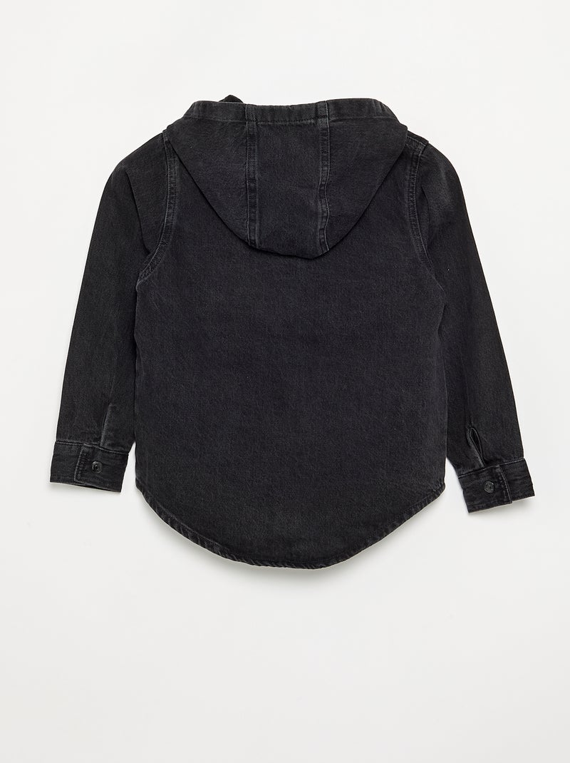 Camisa com capuz de ganga Preto - Kiabi