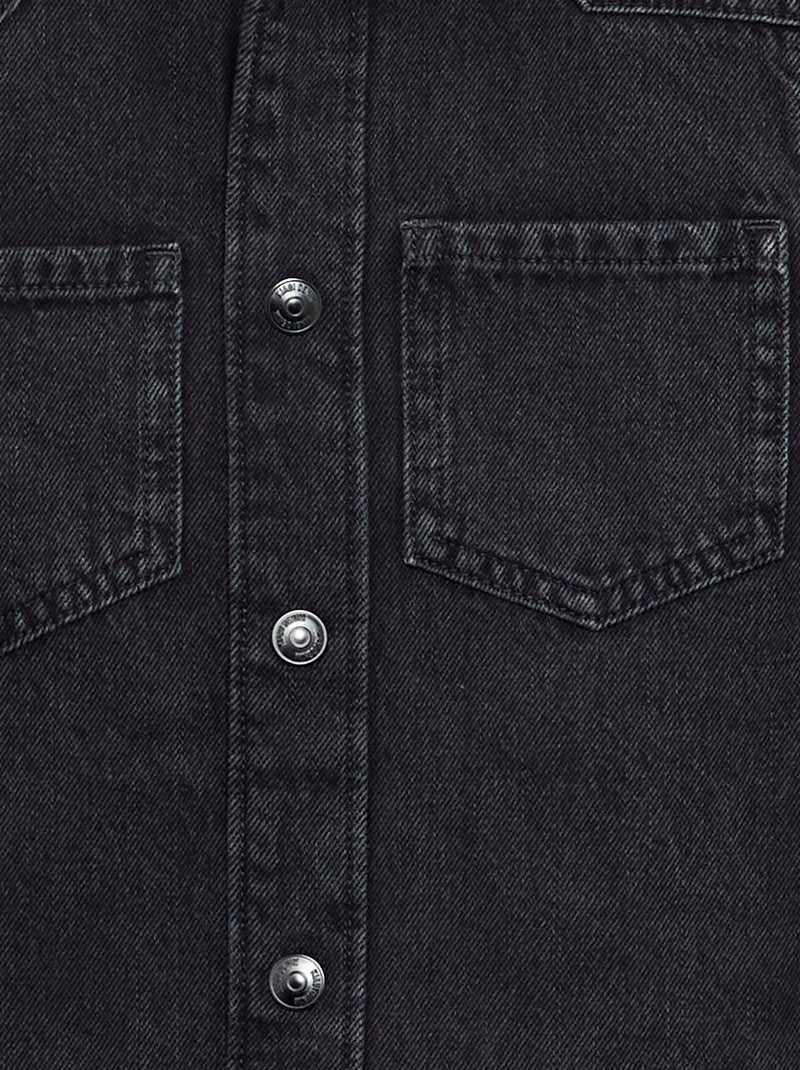 Camisa com capuz de ganga Preto - Kiabi