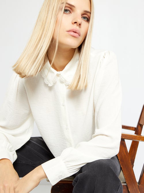 Camisa com colarinho de renda 'Jacqueline De Yong' - Kiabi