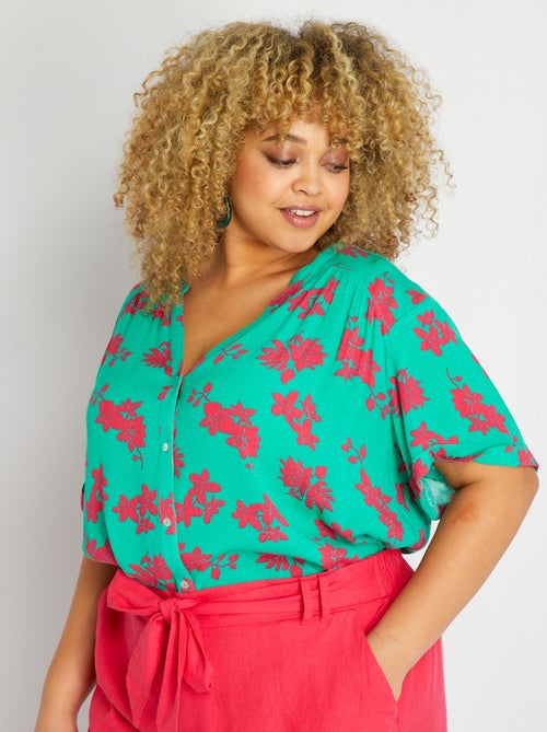 Camisa com colarinho em bico com motivos - Kiabi